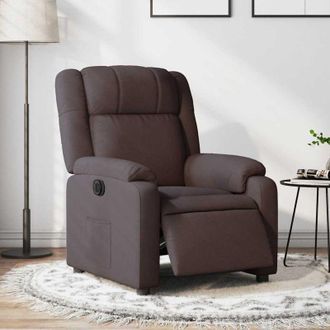 vidaXL Sill&oacute;n Reclinable El&eacute;ctrico Tela Marr&oacute;n Oscuro Vidaxl