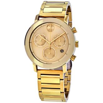 Movado Bold Chronograph Quartz Gold Dial Mens Watch 3600682