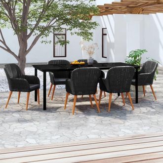 vidaXL Juego De Comedor De Jard&iacute;n 7 Piezas Con Cojines Negro Vidaxl