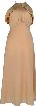 Zimmermann Ruffle-Trimmed Midi Dress in Peach Silk