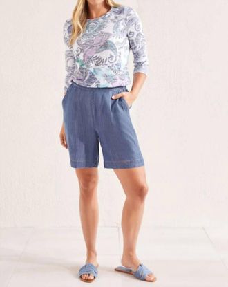 Tribal Pull On Flowy Shorts In Denim