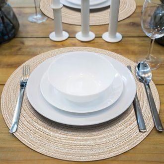 OEM Tovagliette Rotonde Intrecciate Da 38 Cm, Set Da 6, Termoisolanti, Antiscivolo, Realizzate In Cotone Intrecciato, Lavabili E Resistenti, Perfette Per 
