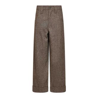 Brunello Cucinelli Wide Straight Trousers - female - Brunello Cucinelli - Wide Trousers - Brown - XL - Trousers