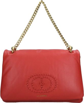 La Carrie Woven Logo Leren Tas - Dames - Schoudertassen - Rood - ONE Size - Leer - Tassen