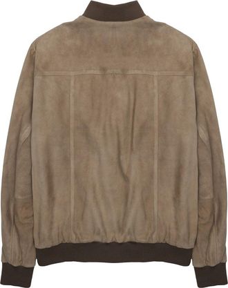low brand Suede Leather Bomber Jacket - Beige