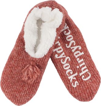 BambooMN Adult Super Soft Warm Microfibre Cozy Fuzzy Slippers Non-Slip Lined Socks - Fancy Burgundy - Medium (UK Size 4-5)