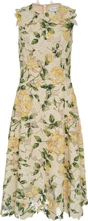 Oscar De La Renta Abito midi a fiori - Giallo