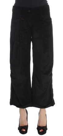 Ermanno Scervino Black Velvet Cotton Capri Bootcut Womens Pants