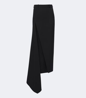 Givenchy Falda midi asim&eacute;trica de lana