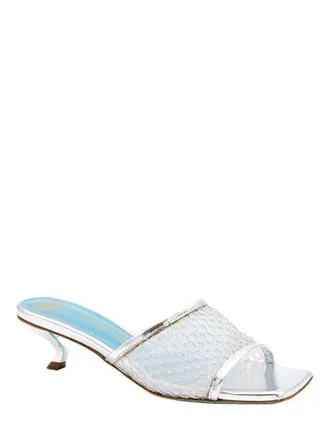 Valentina Rangoni Vesta Low Heel Mesh Slide in Silver Nadina at Nordstrom, Size 8.5