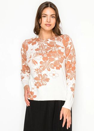 YAL New York Crew Neck Sweater with Floral Print in White