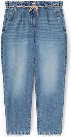 Motivi Boyfriend Jeans met trekkoord - Dames - Cropped Jeans - Blauw - XL - Katoen - Jeans
