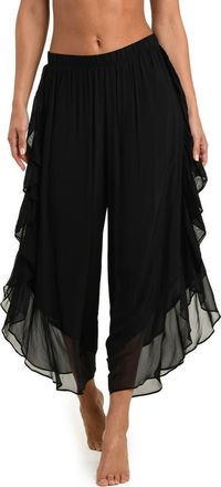 L'agence Adonis Ruffle Crop Chiffon Cover-Up Pants in Black at Nordstrom, Size X-Small