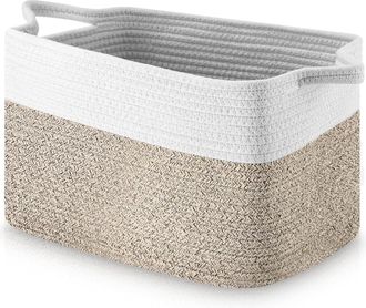 OEM Cesto De Ropa De Algod&oacute;n Tejido, Cesta Grande De Algod&oacute;n (33 X 25 X 23 Cm) Con Asa, Ideal Para Guardar Mantas, Ropa De Ni&ntilde;os Y Ropa De Beb&eacute;, Hecha De 