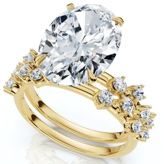 Pompeii3 Certified 5 1/2Ct Oval Diamond Engagement & Wedding Ring 14k Gold/Pt Lab Grown