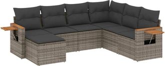 vidaXL Vidaxl - Set De Sof&aacute;s De Jard&iacute;n 7 Piezas Con Cojines Rat&aacute;n Pe Gris