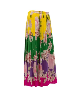 Valentino Garavani Pleated Floral Skirt - Yellow