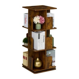 Relaxdays Relaxdays - Estanter&iacute;a Para Libros, Giratoria 360 Grados, 3 Niveles, Dise&ntilde;o Industrial, 95 X 39 X 39 Cm, Librer&iacute;a, Marr&oacute;n