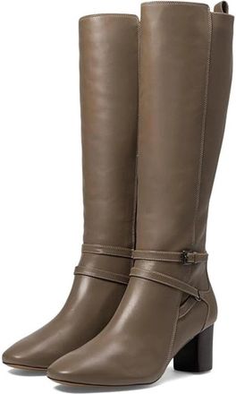 Johnston & Murphy Eleanor Boots Womens Taupe Side Zip Block Heel HTAT1055