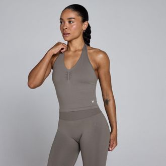 MyProtein Camiseta de tirantes con cuello halter sin costuras Tempo para mujer de MP - Dark Truffle - XS