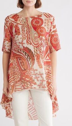 Patrizia Luca High-Low Paisley Tunic in Red at Nordstrom Rack, Size X-Small