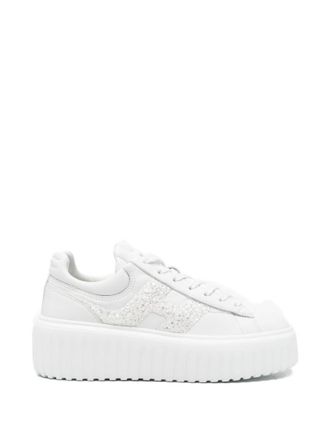 Hogan White H-Stripes Leather Sneakers