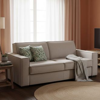 Dmora Talamo Italia - Sofa Cama Samantha, Sof&aacute; De 2 Plazas, 100% Made In Italy, Sof&aacute; De Sal&oacute;n Con Apertura Giratoria, En Tela Acolchada, Con Reposabrazos De