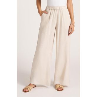 Matty M Seraphine Wide Leg Linen Blend Pants in Sand at Nordstrom, Size X-Small