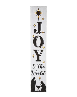 Glitzhome Led-Lighted Wooden Nativity Porch Sign With Timer