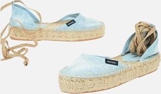 Diesel Womens Diesel Espadrillas Rags Womens Sandals Denim Lace Up Casual Summer Slip On Shoes - Blue - Size: USA 10 / eu 41