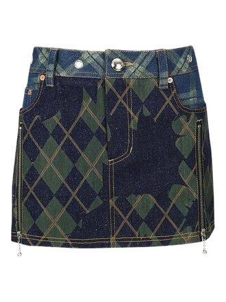 Andersson Bell argyle-pattern skirt - women - Cotton - 26 - Blue