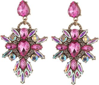 Eyecandy LA Eye Candy La Glass Crystal Lexy Pink Statement Earrings