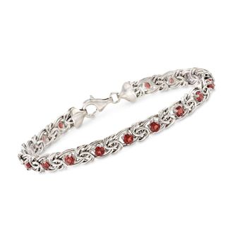 Ross-Simons Garnet Byzantine Bracelet in Sterling Silver