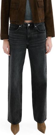 Mango River Straight Leg Jeans in Black Denim at Nordstrom, Size 12