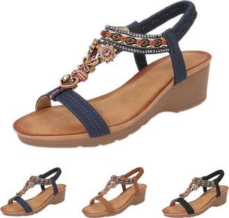 Generic Womens Sandals Platform Summer High Wedge Heel Womens Sandals with Heel Elegant Strappy Sandals Block Heel Sandals Wide Sandals Strap Summer Sandals N