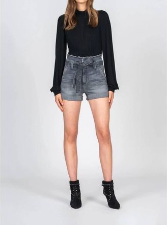 Black Orchid Barbara Belted Paperbag Shorts In Faded Black