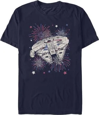 Star Wars Mens Star Wars Festive Fireworks Falcon T Shirt in Navy Blue at Nordstrom, Size Xxx-Large