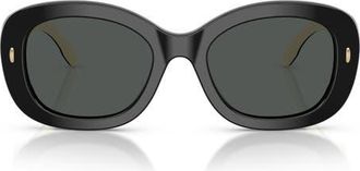 Tory Burch 52mm Oval Sunglasses in Black /Dark Grey at Nordstrom