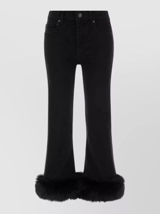 Balenciaga denim jeans flared design fur trim