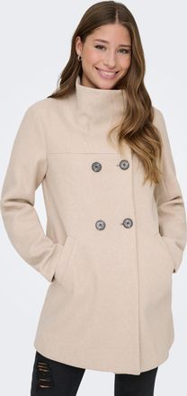 Only Trenchcoat ONLY ONLBLAKE LIFE DB COAT BF OTW, Damen, Gr. M, simply taupe detail:melange, Web, Obermaterial: 100% Polyester, meliert, regular fit, M&auml;nt
