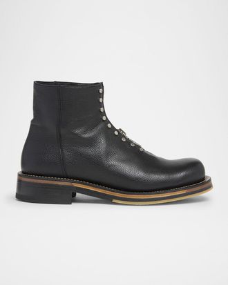 Alexander McQueen Mens Grained Leather Maker Zip Boots