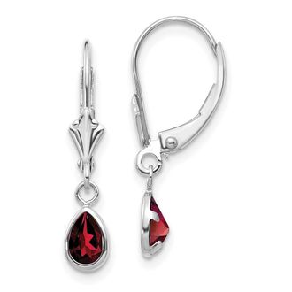 Diamond2Deal 14k White Gold Garnet Stud Earrings