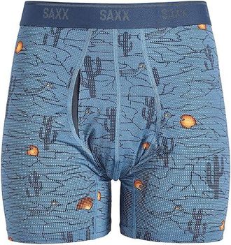 Saxx Underwear Quest Quick-dry Mesh Boxer Brief Fly Mens Underwear Canyonlands/Washed Blue : 2XL, Elastane/Mesh/Nylon