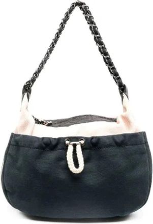 Chanel Pre-owned Cotton chanel-bags - Dames - Vintage Schoudertas - Blauw - ONE Size - Katoen - Vintage