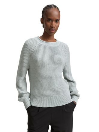Tom Tailor Denim Strickpullover TOM TAILOR DENIM, Damen, Gr. S (36), silber (silber cloud blau melange), Strick, Obermaterial: 50% Baumwolle, 50% Polyacryl, regular fi