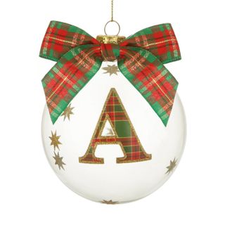 KASANOVA Pallina Natale con lettera A 10 cm tartan