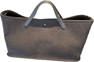 Generic Luxury Handbags For Women 2-IN-1 Faux Suede Pure Color Large Capacity Shopper Shoulder Tote Bag Set(Grey)