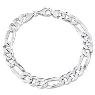 Amour 8.9mm Flat Figaro Chain Bracelet In Sterling Silver, 9 In