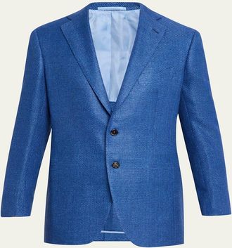 Cesare Attolini Mens Tonal Herringbone Two-Button Jacket
