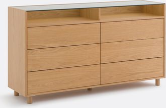 La Redoute Interieurs Ladekast van eikenfineer en gehard glas, 6 lades, WALOR